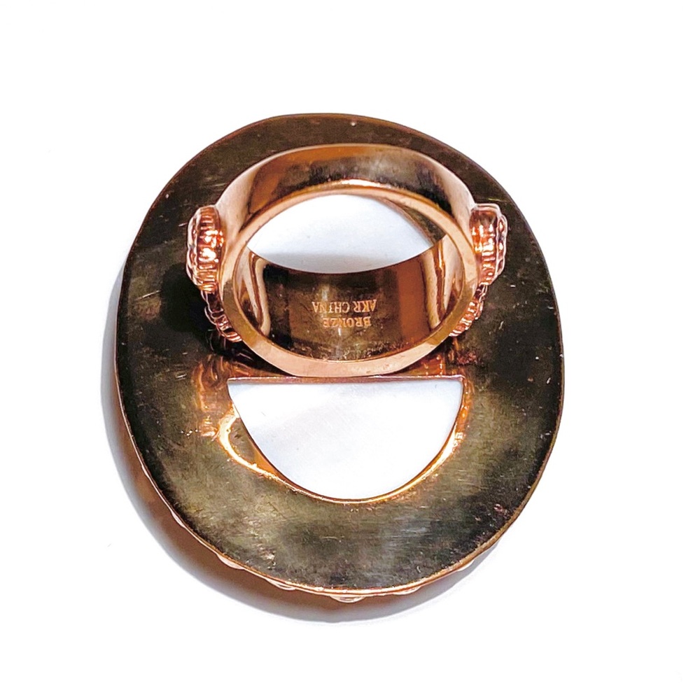 Amy Kahn Russell Bronze Ring with Hand-painted Oval Floral Center, Oversized - Picture 11 of 15